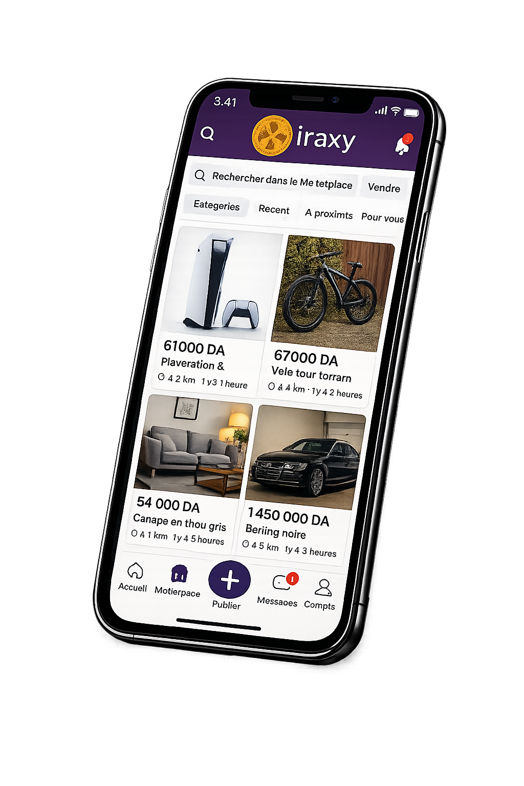Iraxy app showing verified listings